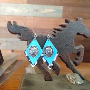 2/$12  Cowprint concho earrings
